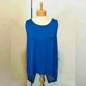 Lemon Tree Women Large Royal Blue Hi low Tank Top Soft Stretch Back Faux Wrap